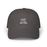 Dad Cap — Minimalist Tiny Text White Baseball Hat