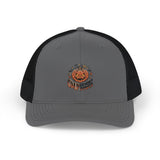 Halloween Pumpkin “God Money Power” Patch Snapback Hat - Spooky Jack-O'-Lantern Trucker Cap
