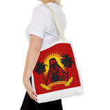Sunrise Rasta Tote Bag – "God Money Power" Graphic Beach Shopper