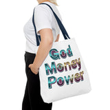 God Money Power Tote Bag – Bold 3D Typography Inspirational Carryall