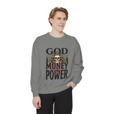 God Money Power- Sweatshirt — Skull Crown Graphic Crewneck