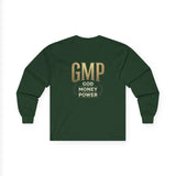 GMP (God Money Power) Long Sleeve Tee — Gold Logo Faith Streetwear