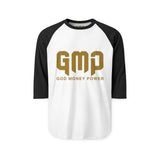 GMP "God Money Power" Raglan Shirt – Gold Logo 3/4 Sleeve Baseball Tee