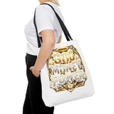 Tote Bag — "God Money Power" Gold Graphic Tote for Faith & Hustle