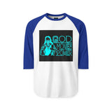 God Money Power Raglan Shirt — Retro Neon Graphic 3/4 Sleeve Baseball Tee
