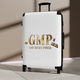 GMP "God Money Power" Carry-On Suitcase — Gold Logo Travel Luggage