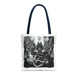 Angel Of Death Gothic Angel & Serpent Art Tote Bag – Dark Mystic Graphic Carryall