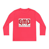 God Money Power (GMP) Youth Long Sleeve Tee — Red Logo Athletic Shirt