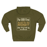 Hoodie — “Put GOD First, Hustle For The MONEY” Motivational Religious Graphic Hoodie
