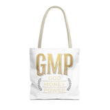 GMP Tote Bag - "God Money Power" Gold Lettering Inspirational Canvas Tote