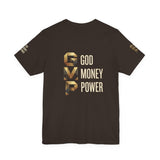GVP 'God Money Power' Graphic Tee – Gold Lettering Christian Streetwear