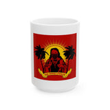Ceramic Mug - 'God Money Power' Retro Palm Sunset Graphic Coffee Mug (11oz/15oz)