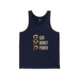 GVP Gold Text Tank — "God Money Power" Graphic Tank Top