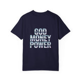 God Money Power T-Shirt — Retro Neon Faith & Hustle Graphic Tee