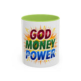 God Money Power Accent Coffee Mug — Inspirational Faith & Prosperity Gift (11/15oz)