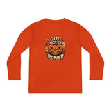 Youth Long Sleeve Tee — 'God Money Power' Halloween Pumpkin Graphic