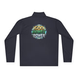 Quarter-Zip Pullover — "God Money Power" Graphic