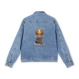 Denim Jacket — 'God Money Power' Crown & Snake Back Graphic