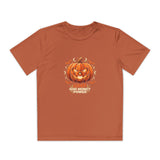 Youth Halloween Pumpkin Competitor Tee —“God Money Power” Jack-O'-Lantern Gaming Shirt