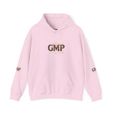 GMP Logo Hoodie — Classic White Pullover with Subtle Gold Accent