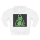 Religious Graphic Hoodie — 'God Money Power' Green Icon Print