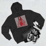 God Money Power Hoodie — Red Religious Icon Graphic Fleece Pullover