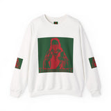 Crewneck Sweatshirt — Vintage Tarot Priestess Graphic (Green & Red)