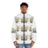 God Money Power Puffer Jacket — Bold Statement Men's All-Over Print