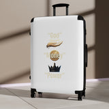 Suitcase — 'God Money Power' Graphic Carry-On Luggage