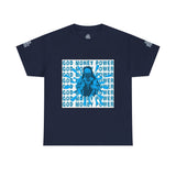 God Money Power Graphic Tee — Blue Anime Design