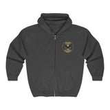 God Money Power (GMP) Eagle Zip Hoodie — Bold Gold Emblem Full-Zip Sweatshirt