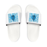 Men's Slide Sandals — 'Good Money Power' Blue Graphic Removable-Strap Slides