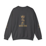 Crewneck Sweatshirt — "God Money Power" Crown & Coin Graphic