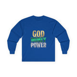 God Money Power -Long Sleeve Tee — Inspirational Faith & Wealth Graphic Shirt