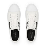 God Money Power-Men's Low Top Sneakers — White Canvas with 'GMP' Bold Side Logo