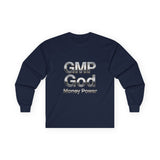 Long Sleeve Tee — GMP God "Money Power" Metallic Logo