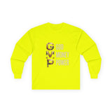 GMP Long Sleeve Tee — God Money Power Gold Graphic