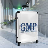 Carry-On Suitcase — "GMP: God Money Power" Blue Logo Travel Luggage