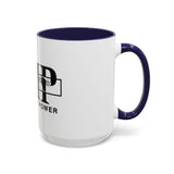 GMP "God Money Power" Accent Coffee Mug — Bold Black Scripture-Inspired Design (11/15oz)
