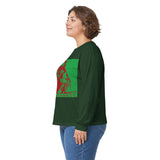 Long Sleeve Tee — Retro Religious Icon Graphic (Green/Red)