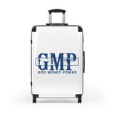Carry-On Suitcase — "GMP: God Money Power" Blue Logo Travel Luggage