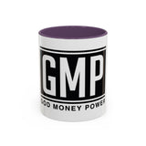 GMP 'God Money Power' Accent Coffee Mug – Bold Black Logo 11/15oz