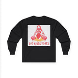 Long Sleeve Tee — "God Money Power" Graphic Boxing Buddha Design