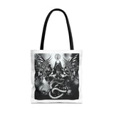 Angel Of Death Gothic Angel & Serpent Art Tote Bag – Dark Mystic Graphic Carryall