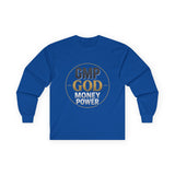 GMP GOD Money Power Long Sleeve Tee — Inspirational Faith & Wealth Shirt