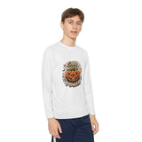 Youth Long Sleeve Tee — 'God Money Power' Halloween Pumpkin Graphic
