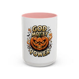 God Money Power- Pumpkin Coffee Mug — Halloween Accent Mug (11/15oz)