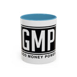 GMP 'God Money Power' Accent Coffee Mug – Bold Black Logo 11/15oz
