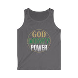 Tank Top — "God, Money, Power" Vintage Emblem Sleeveless Tee