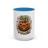 God Money Power- Pumpkin Coffee Mug — Halloween Accent Mug (11/15oz)